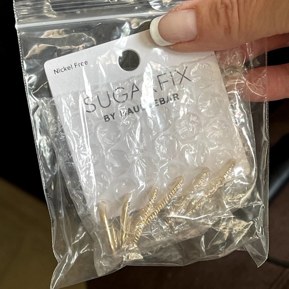 BAUBLEBAR Earrings 3 Pairs Gold, Twist, Crystal Huggie Hoop Earring NWT - Picture 3 of 8